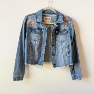 Mossimo Supply Co. Embroidered Cropped Denim Jacket